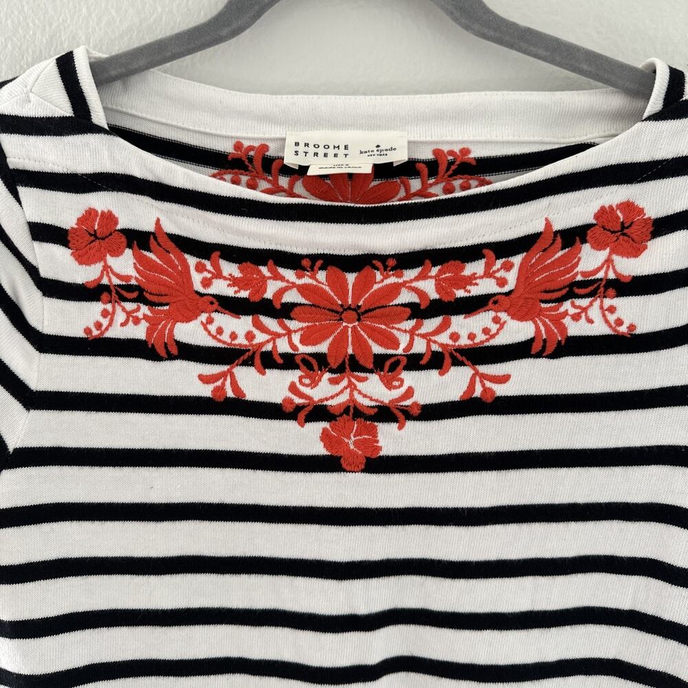 Kate Spade Broome Street Black And White Striped Embroidered Mini Dress Size S - Picture 4 of 13